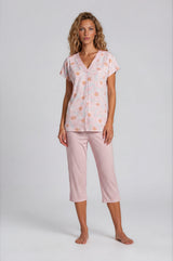Pink Label - Pijama Blossom Stripe Capri