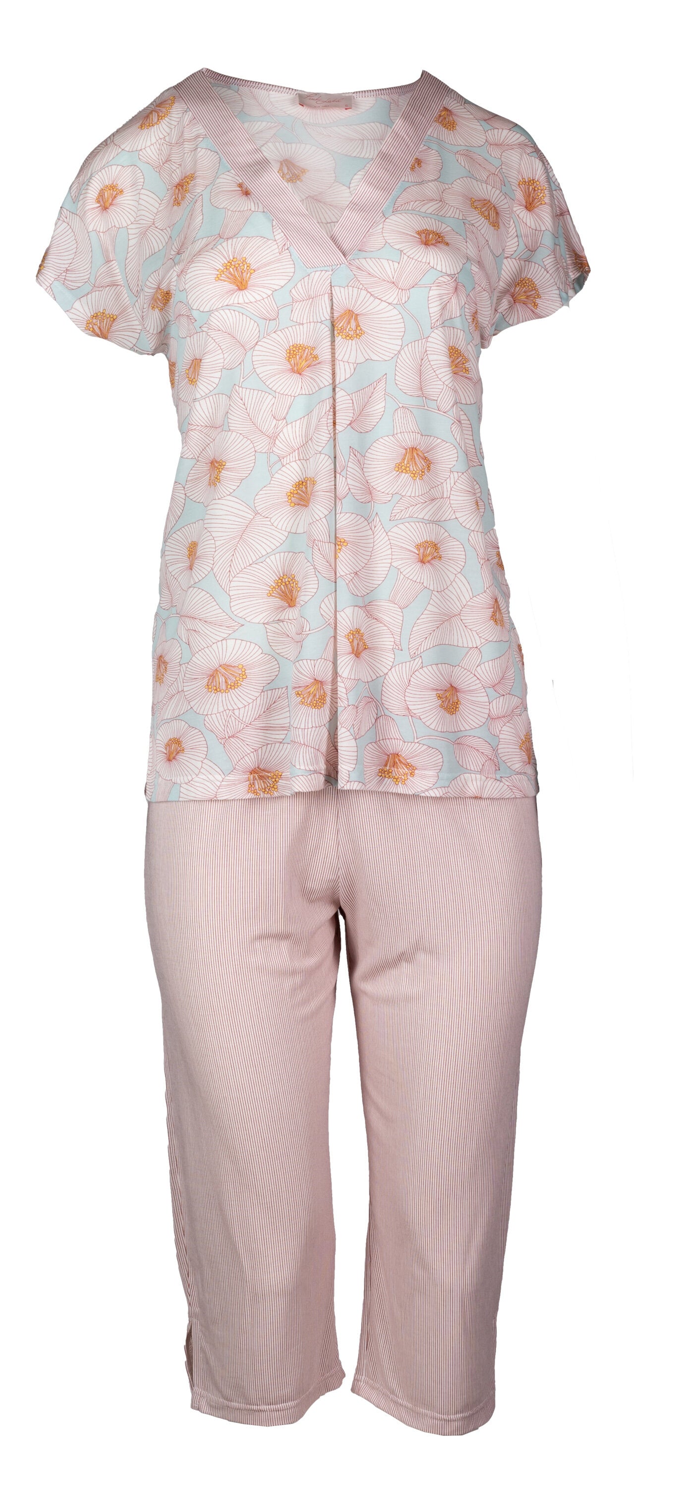 Pink Label - Pijama Blossom Stripe Capri