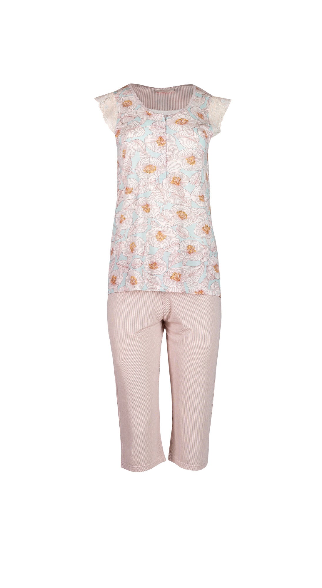 Pink Label - Pijama Blossom Stripe Capri
