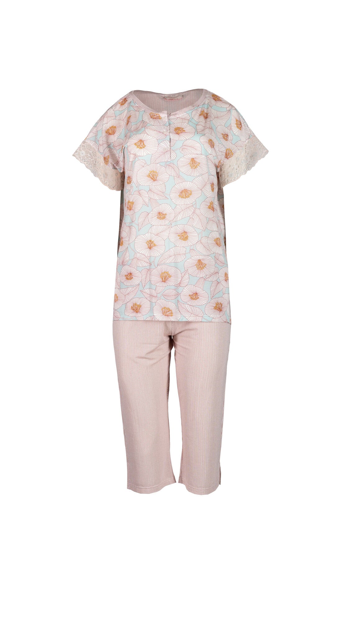 Pink Label - Pijama Blossom Stripe Capri