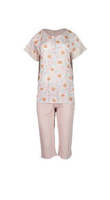 Pink Label - Pijama Blossom Stripe Capri