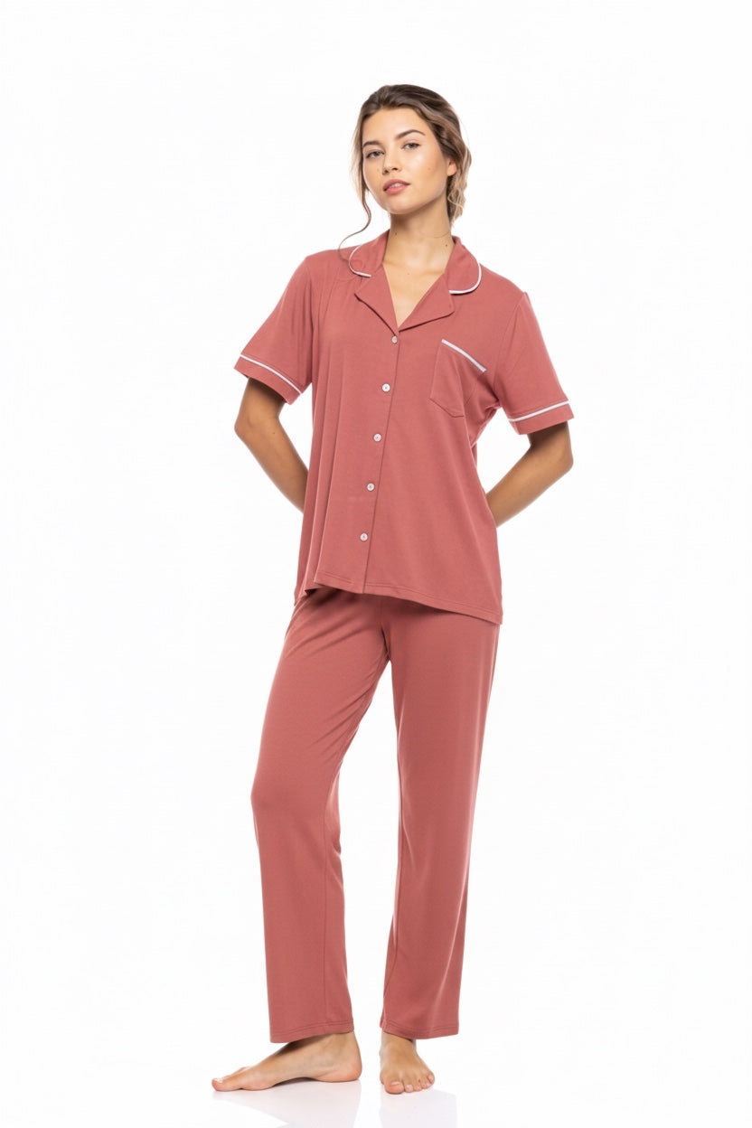 Pink Label - Pyjama Buttoned Long Bamboo Nos