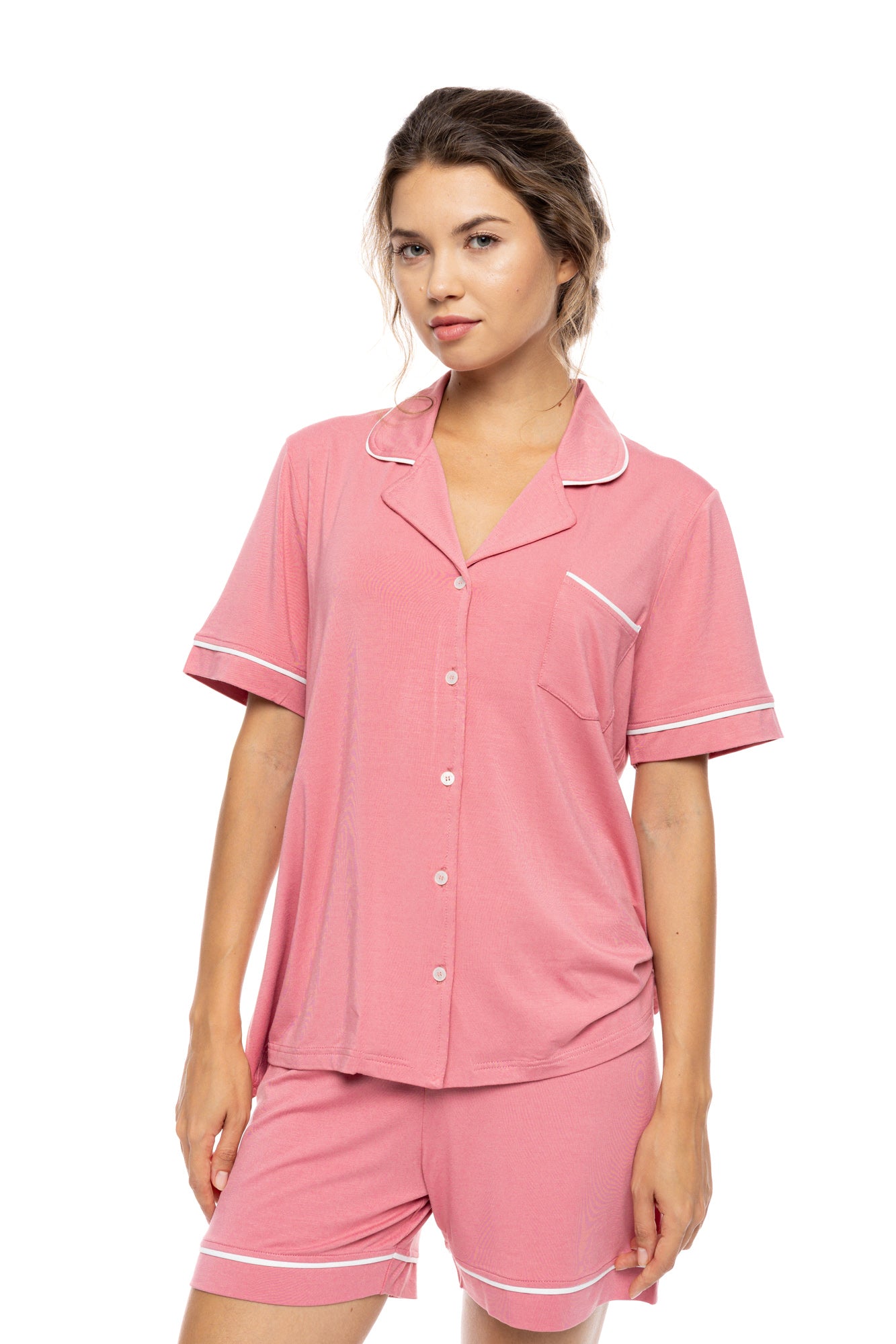 Pink Label - Pyjama Buttoned Short Bamboo Nos
