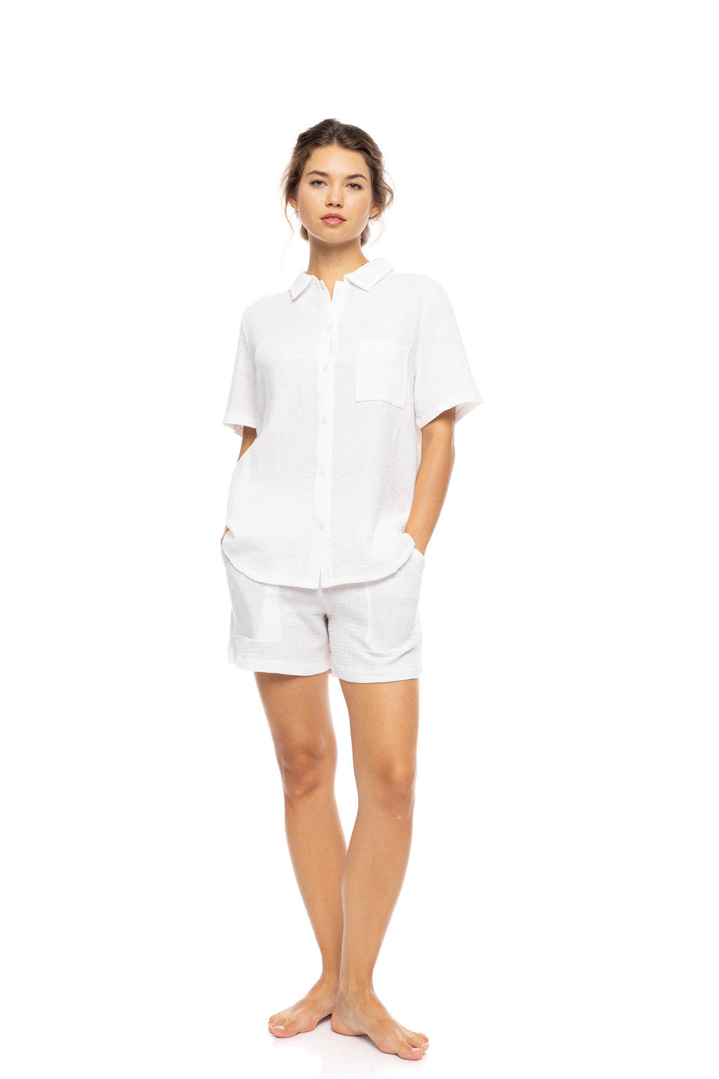 Pink Label - Pyjama Buttoned Shorts Summer Nights