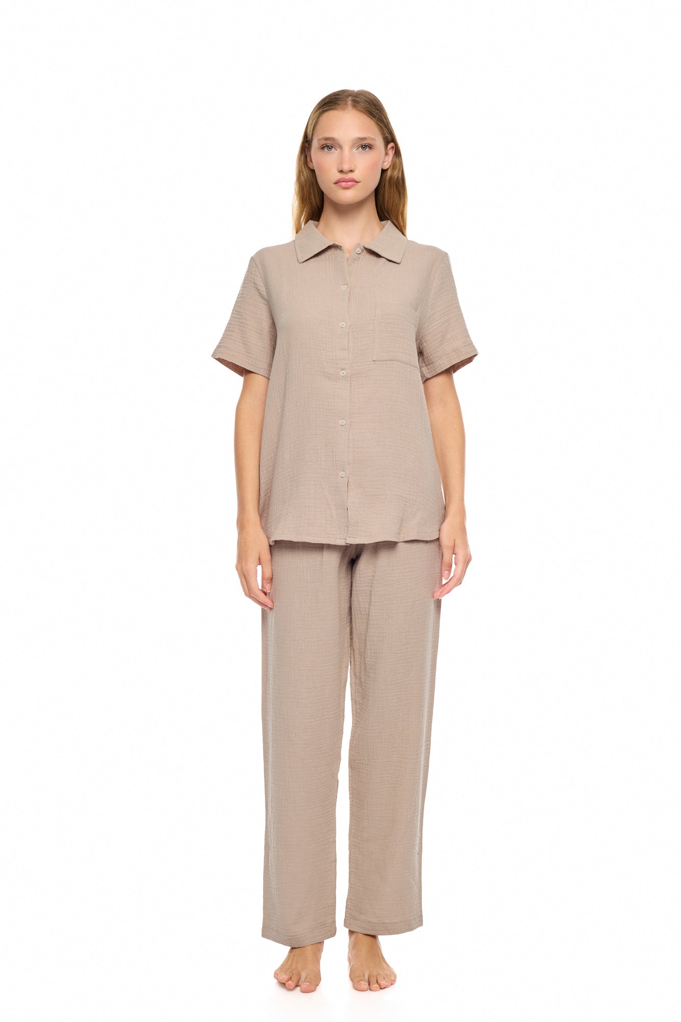 Pink Label - Pyjama Buttoned Long Pants Summer Nights