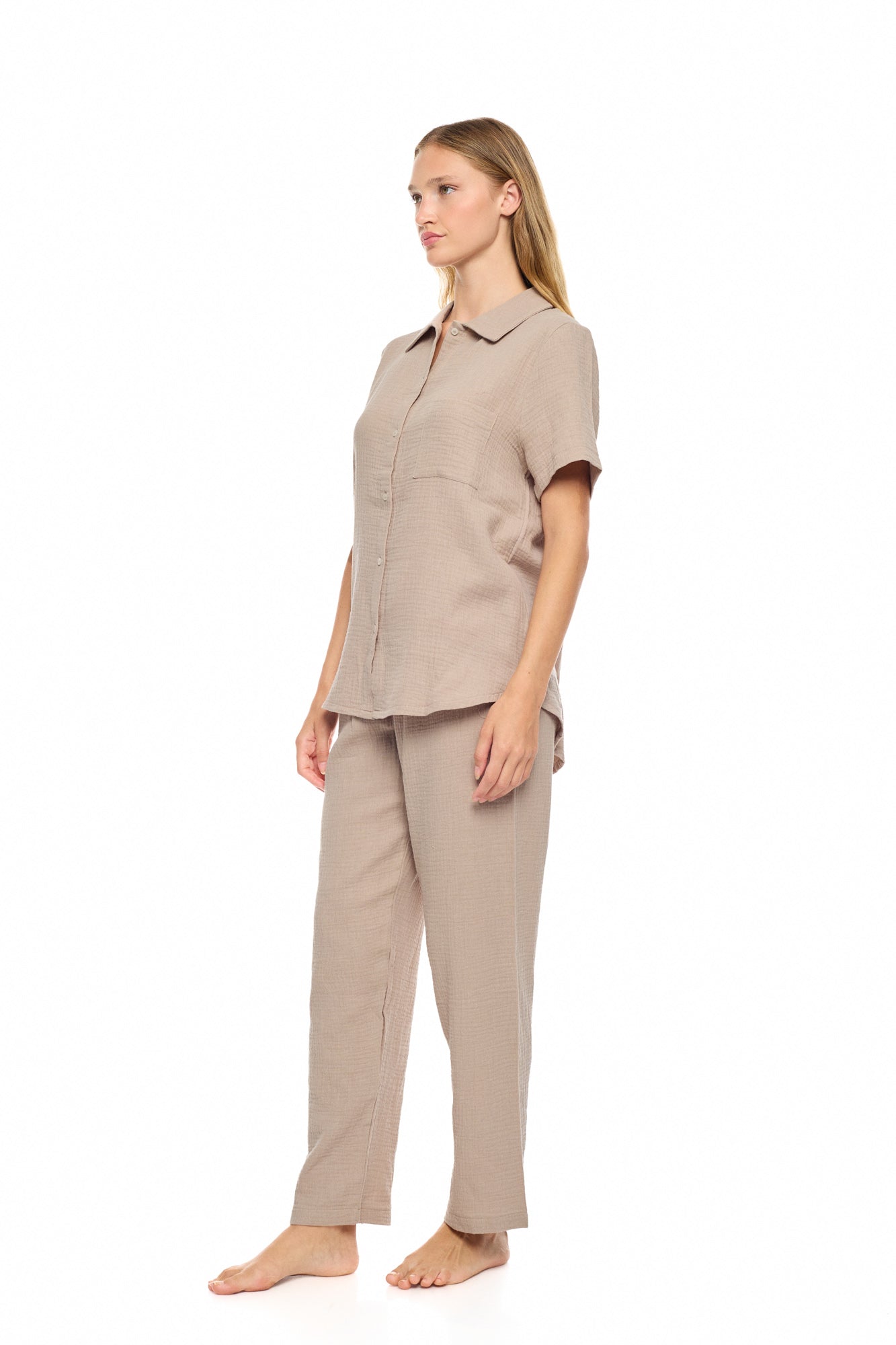 Pink Label - Pyjama Buttoned Long Pants Summer Nights
