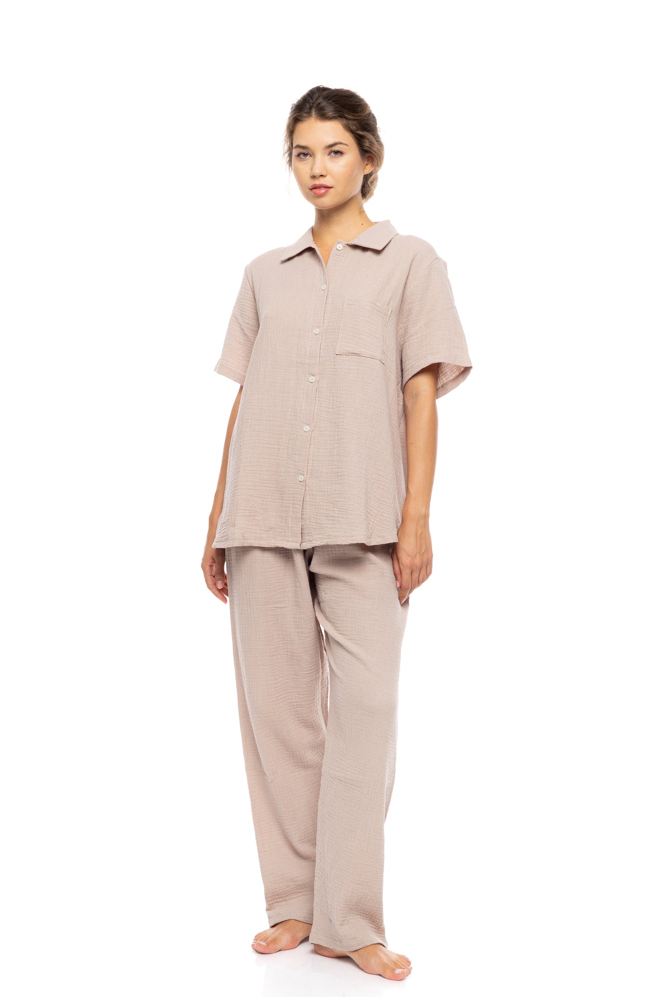 Pink Label - Pyjama Buttoned Long Pants Summer Nights