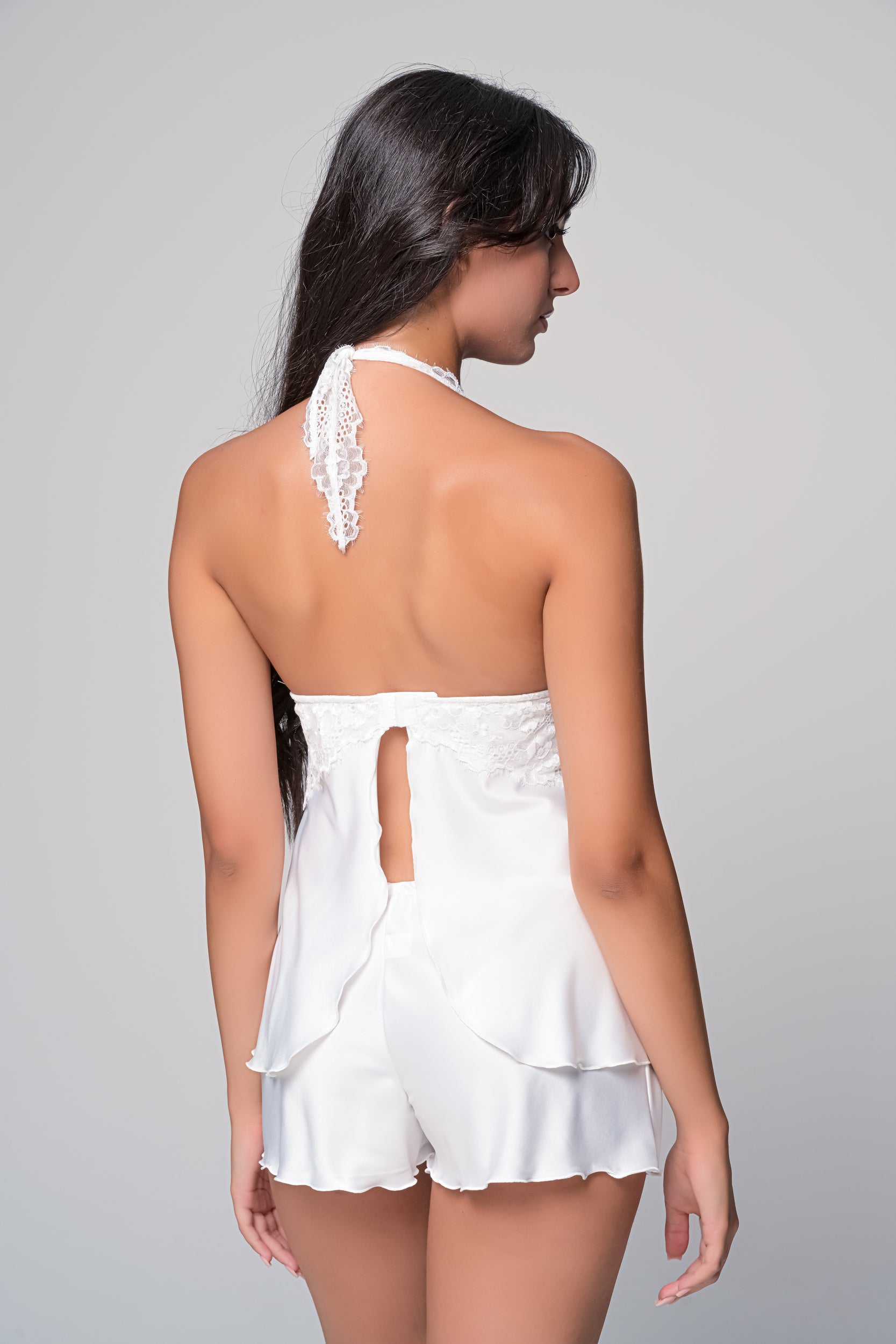 MilenaByParis - Νυφικό Σατέν Σετ Babydoll και Ρόμπα