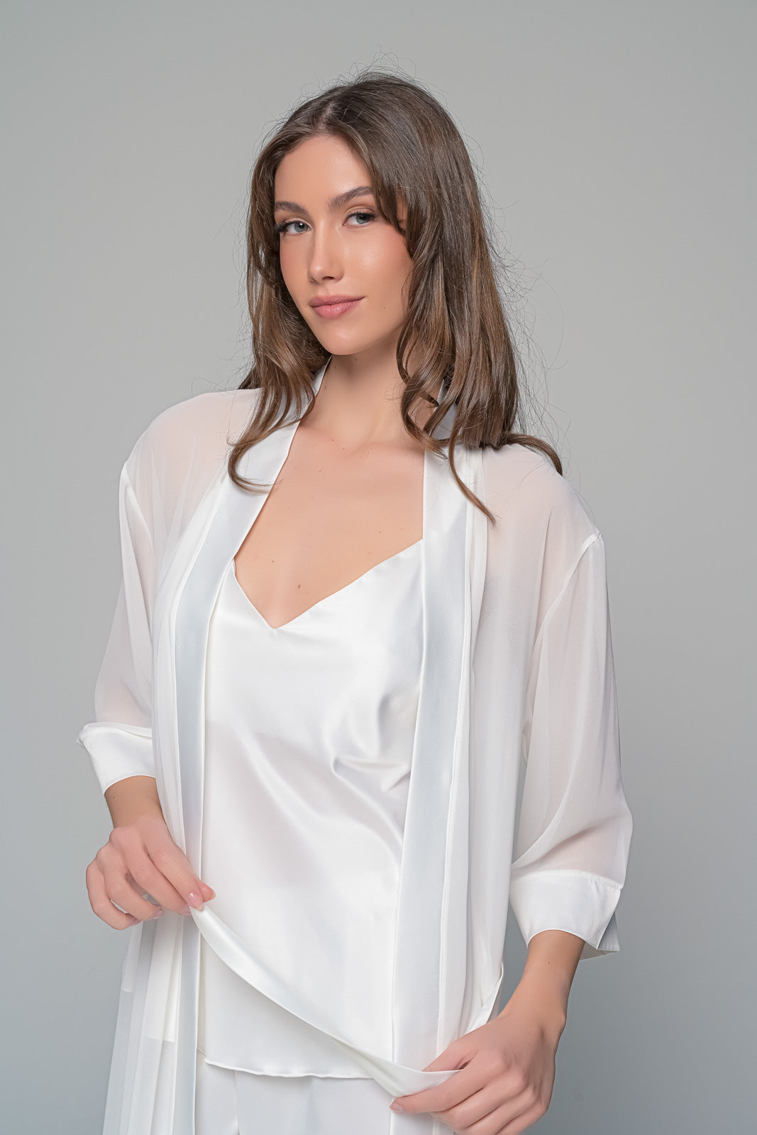 MilenaByParis - Νυφικό Σετ Πιτζάμα και Μάξι Ρόμπα