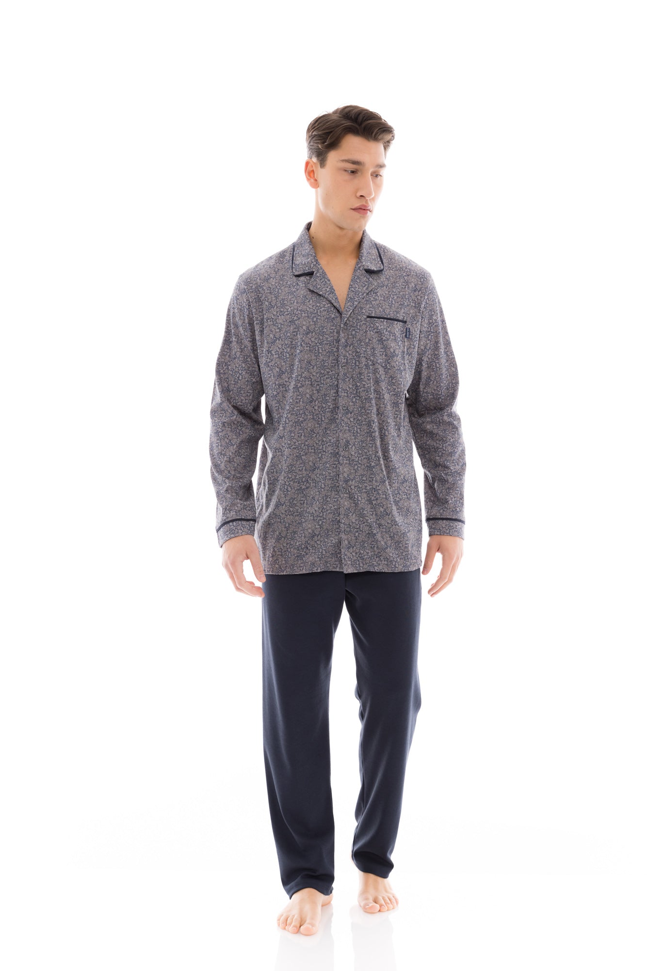 Ulisse - Pyjama Buttoned Blue Grey