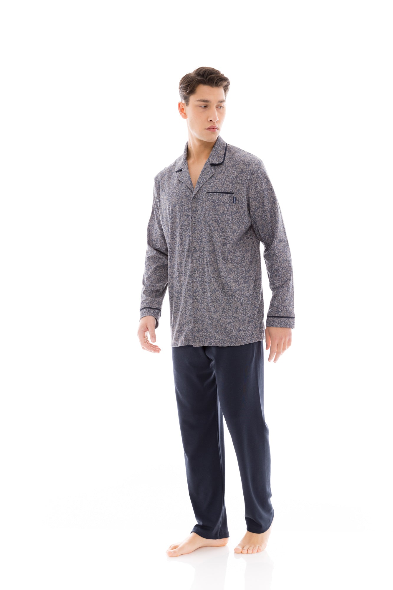 Ulisse - Pyjama Buttoned Blue Grey