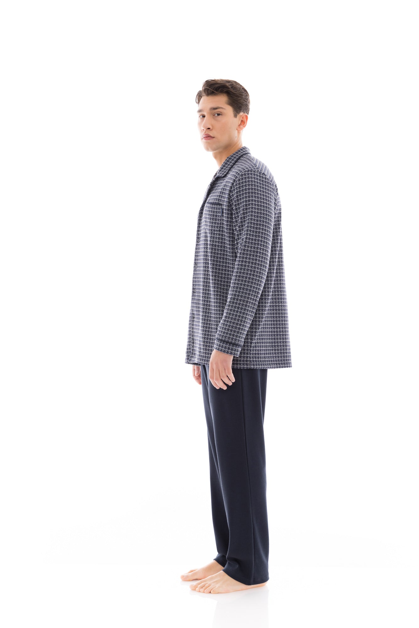 Ulisse - Pyjama Buttoned Jacquard Petite Plaid