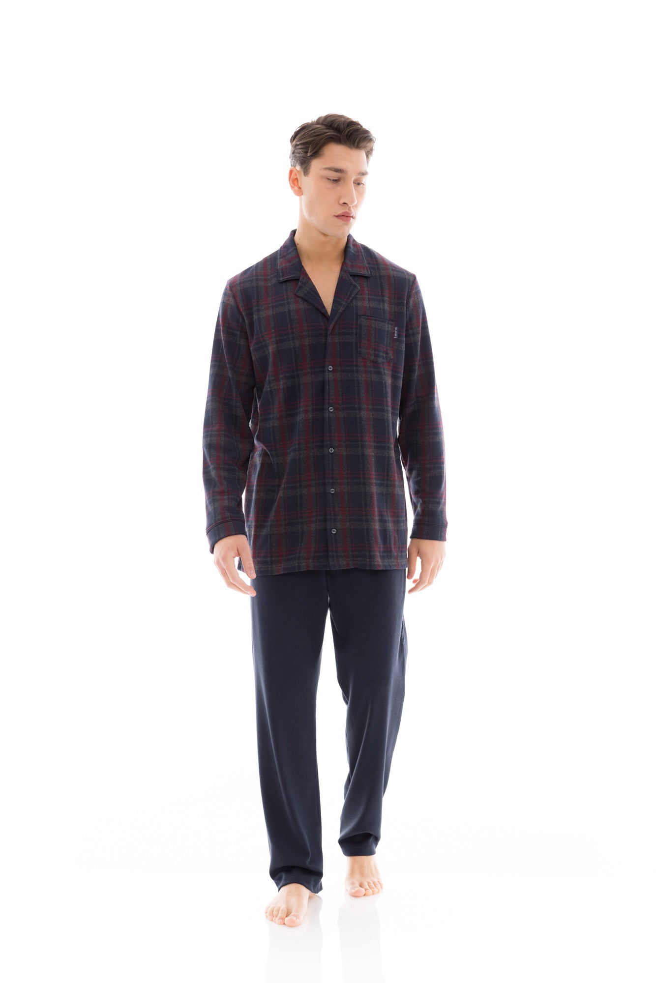 Ulisse - Pyjama Buttoned Jacquard Red Plaid