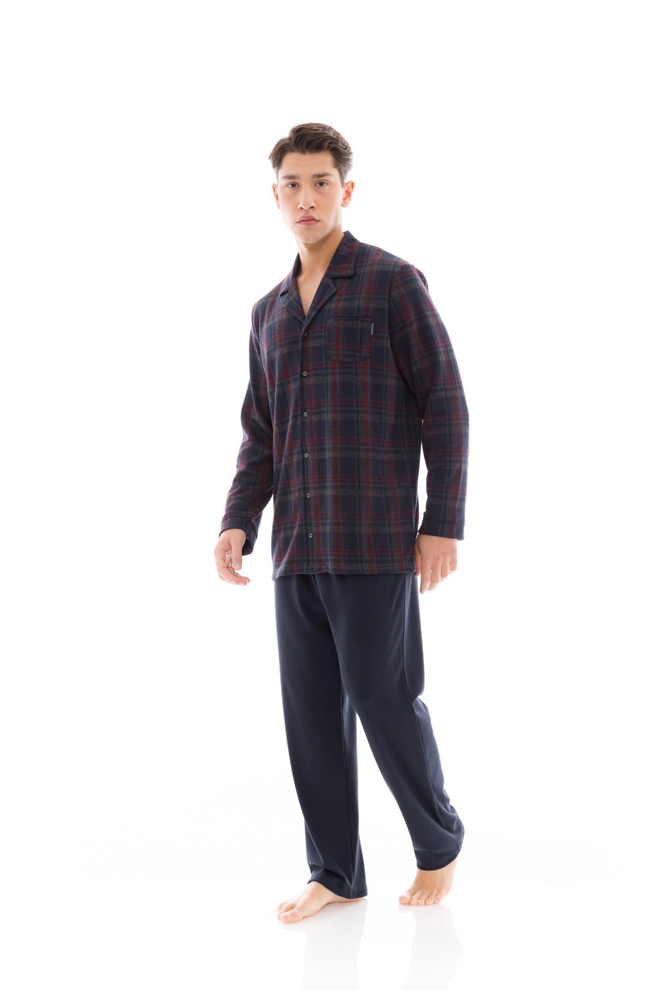 Ulisse - Pyjama Buttoned Jacquard Red Plaid