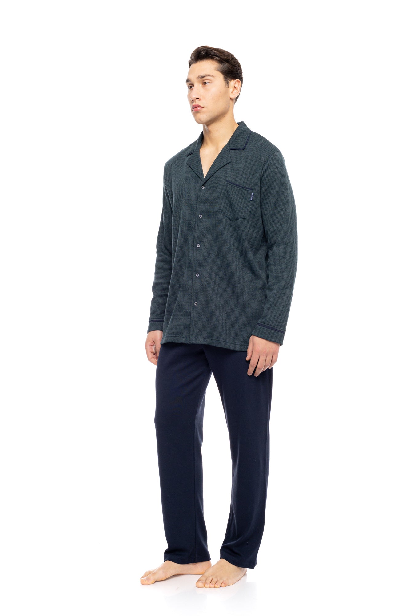 Ulisse - Pyjama Buttoned Jacquard Forest Green