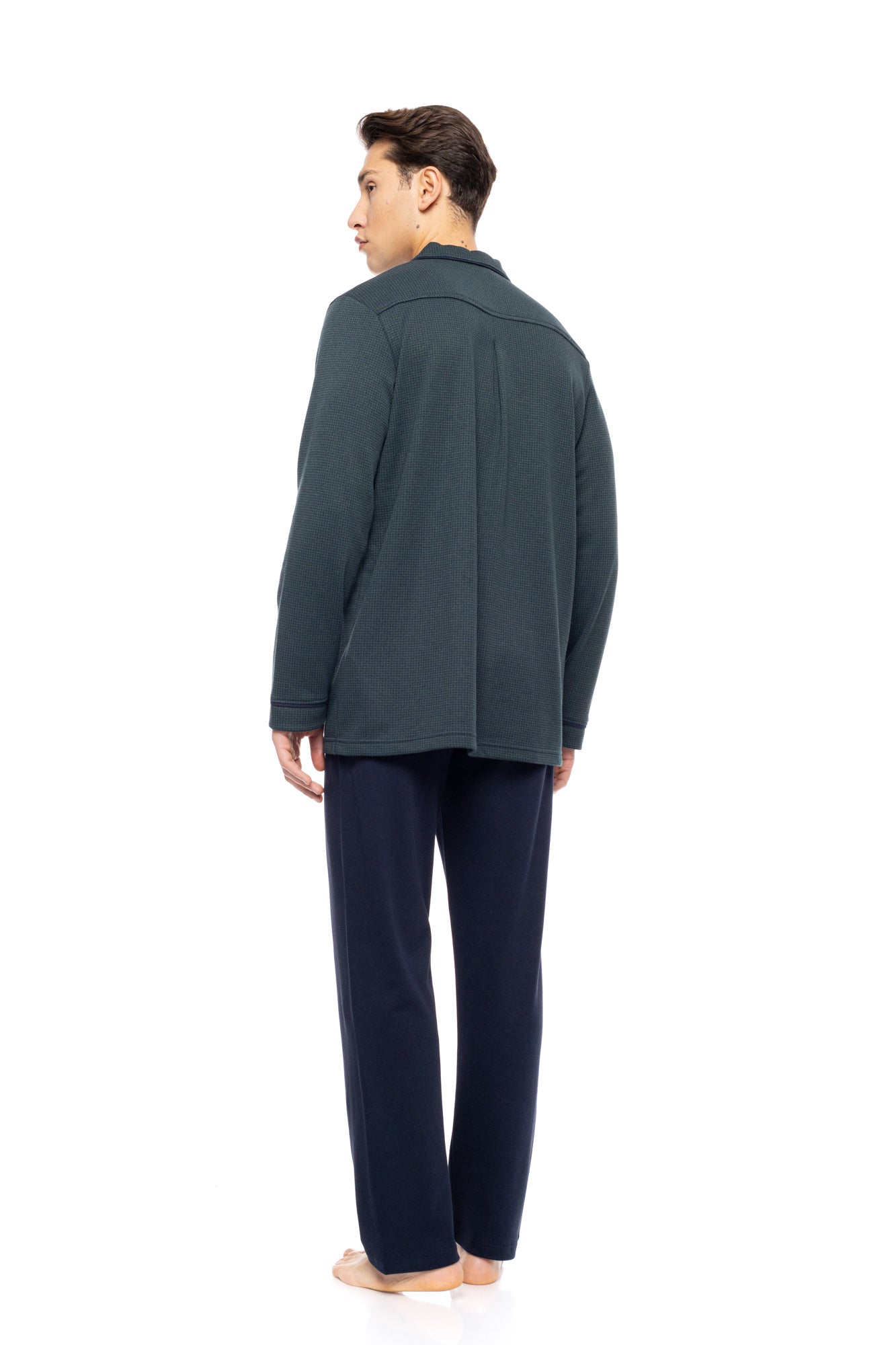 Ulisse - Pyjama Buttoned Jacquard Forest Green