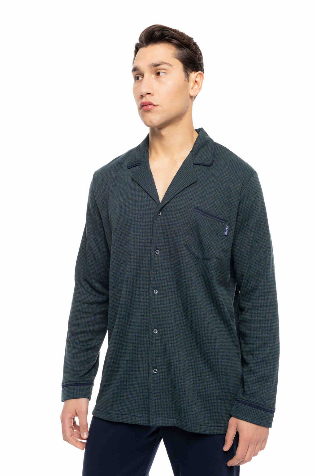 Ulisse - Pyjama Buttoned Jacquard Forest Green