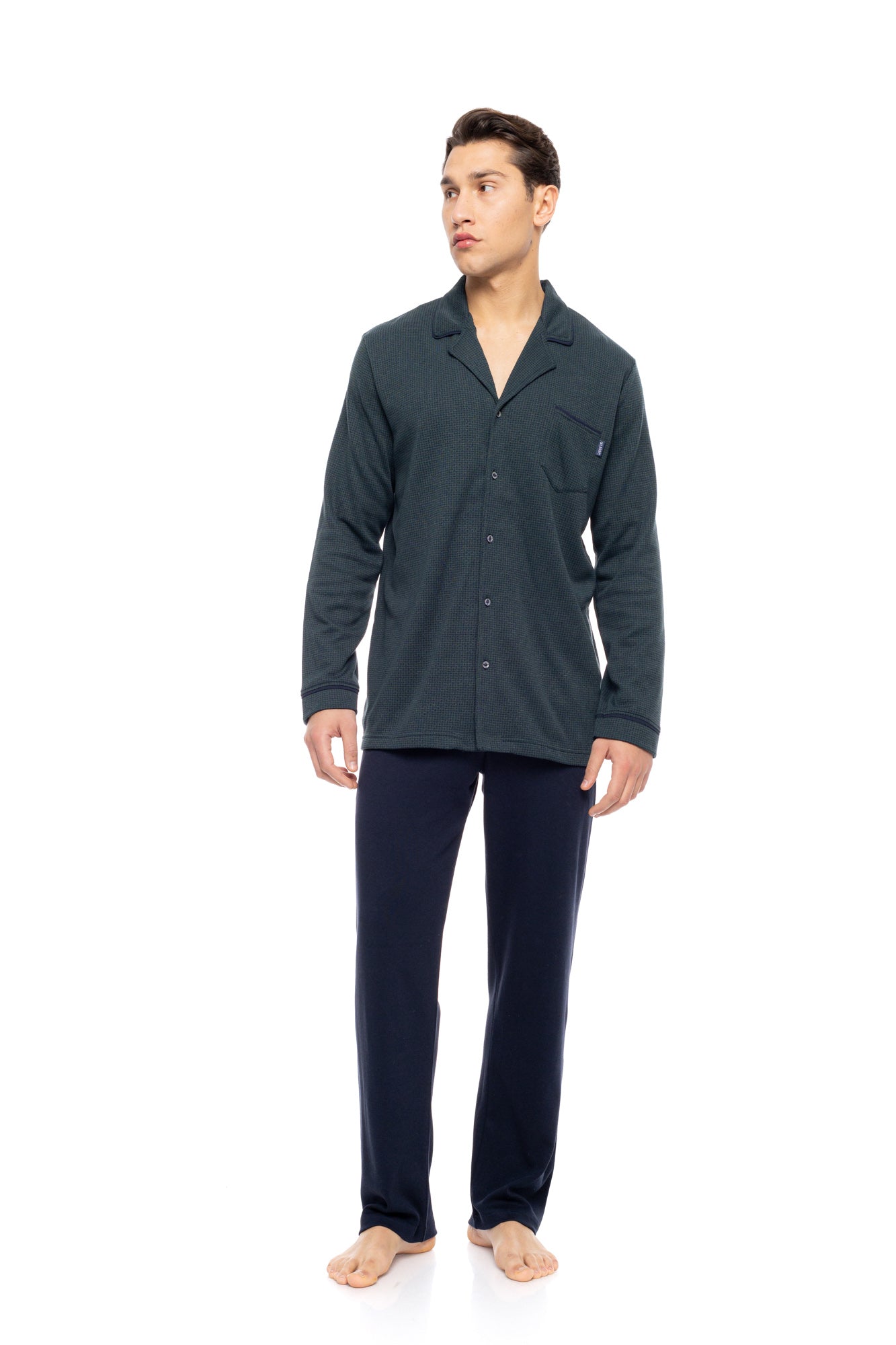 Ulisse - Pyjama Buttoned Jacquard Forest Green