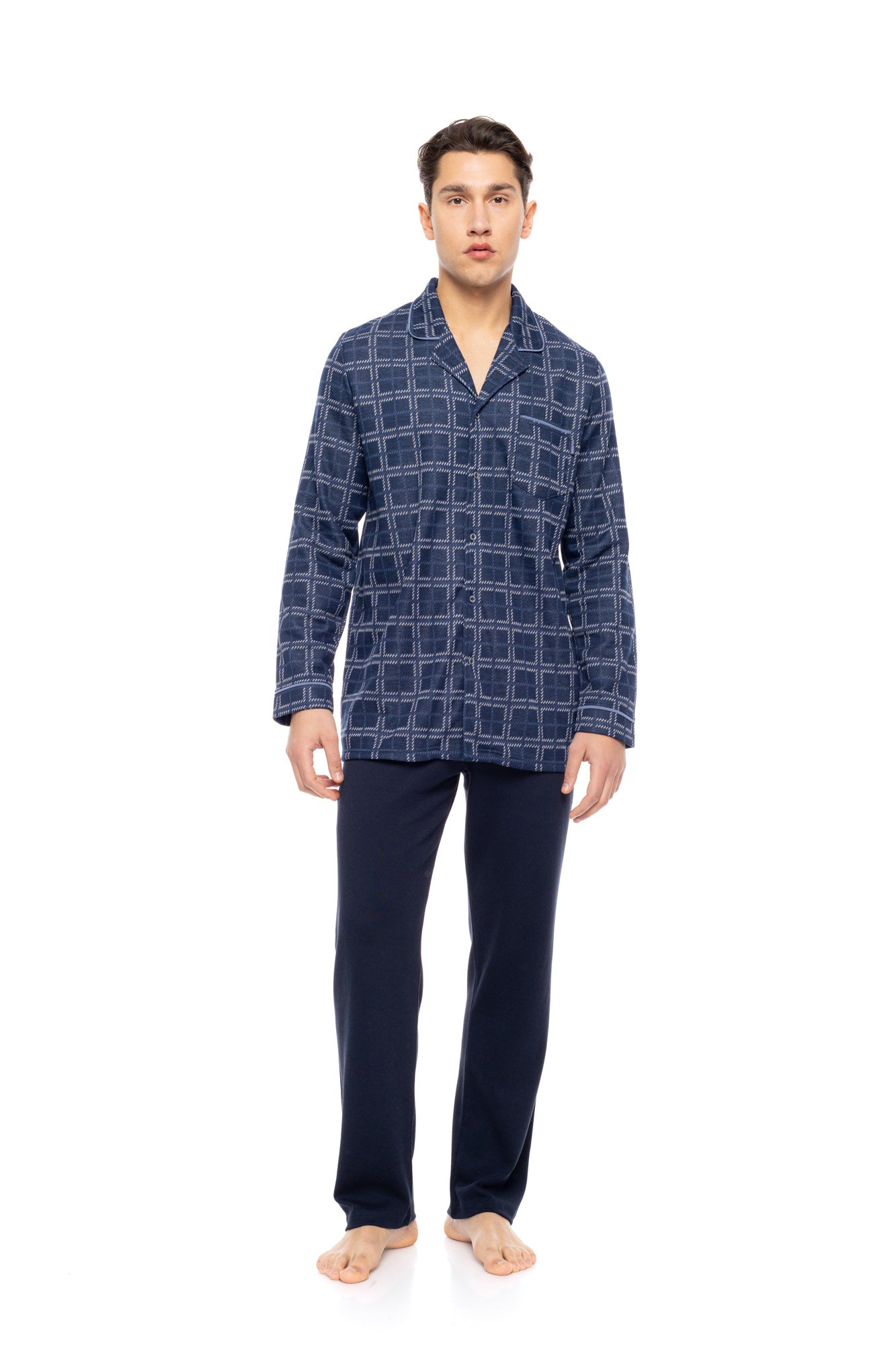 Ulisse - Pyjama Buttoned Jacquard Denim Plaid