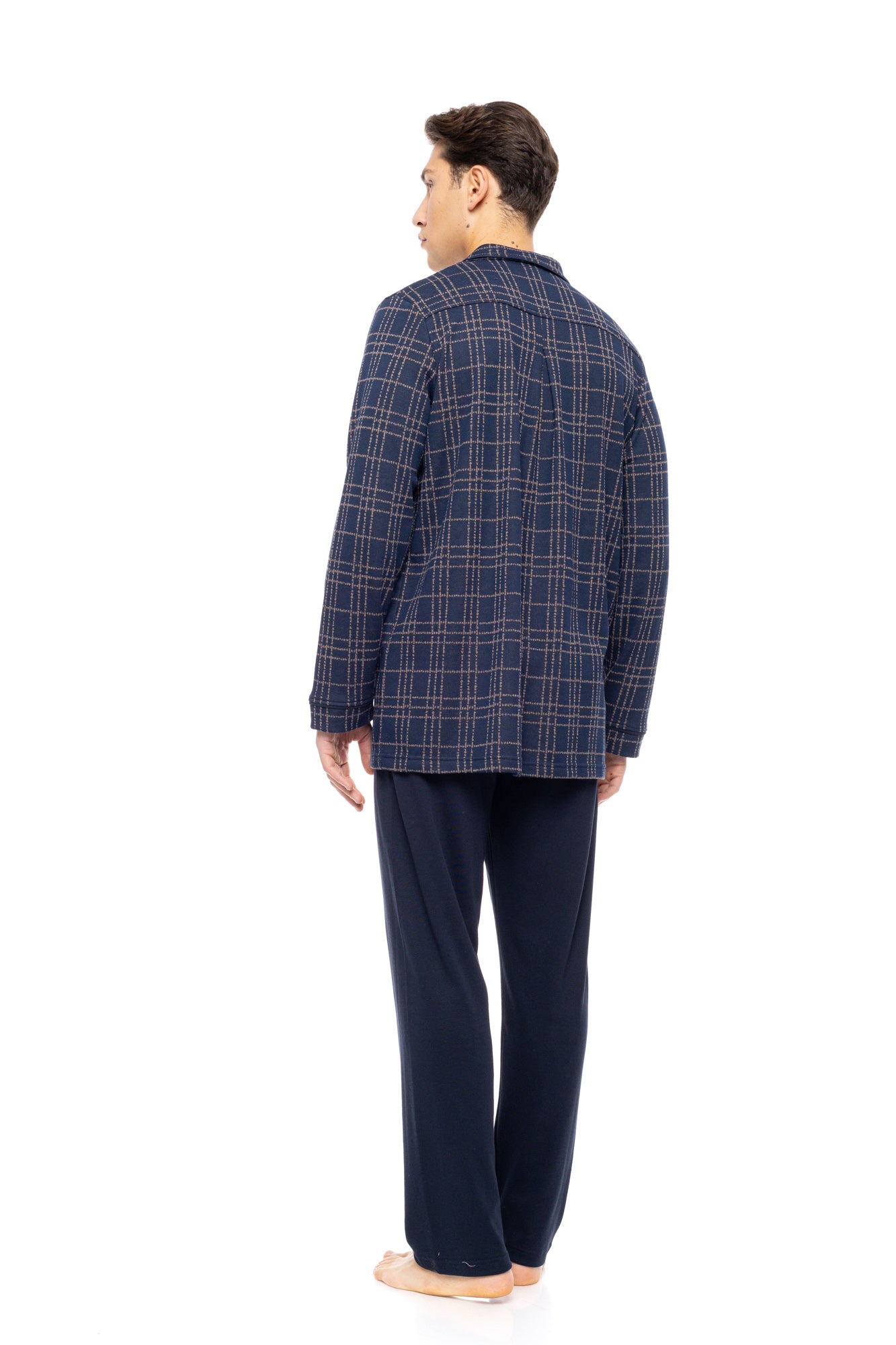 Ulisse - Pyjama Buttoned Jacquard Sand Blue Plaid