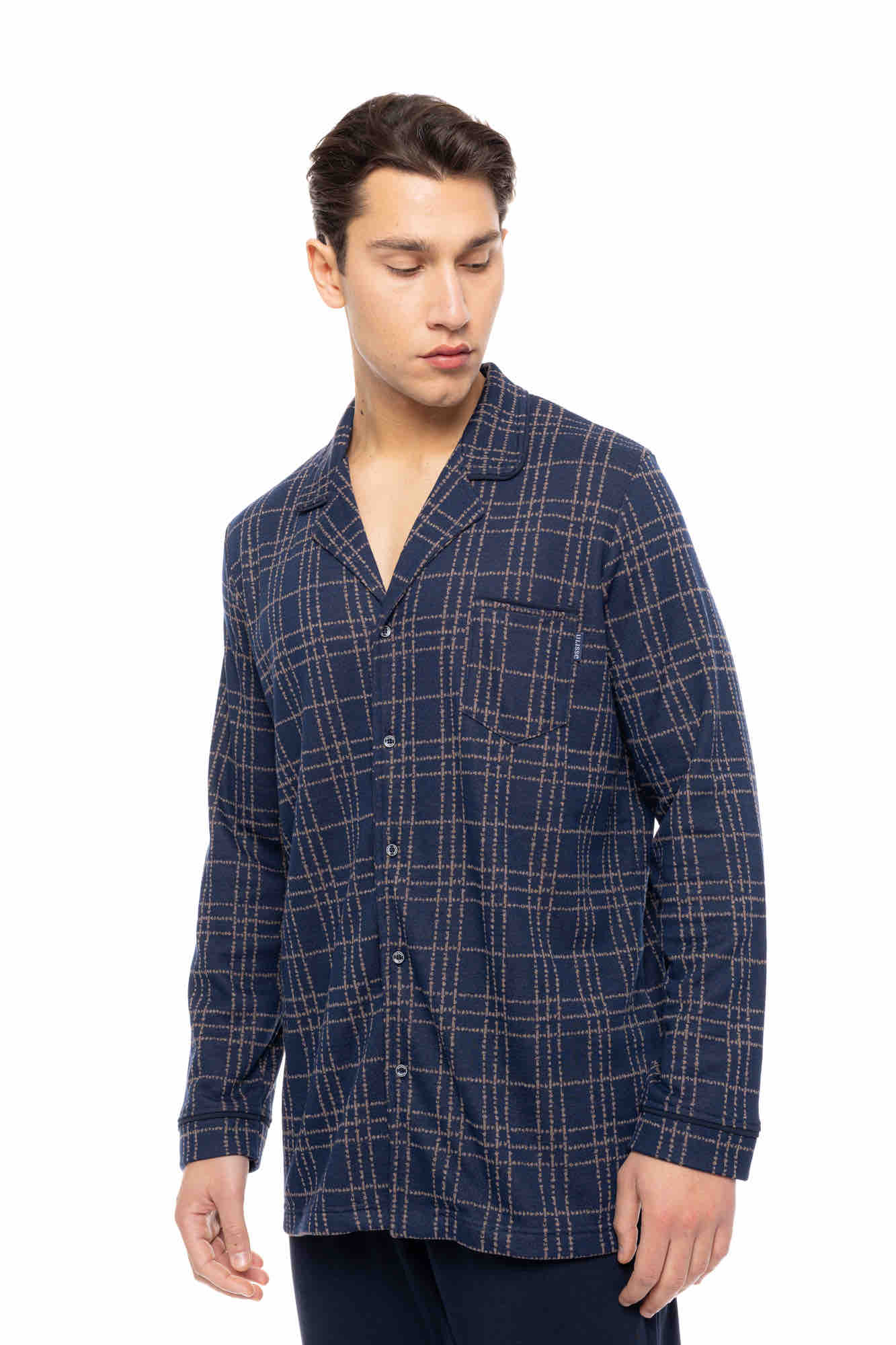 Ulisse - Pyjama Buttoned Jacquard Sand Blue Plaid
