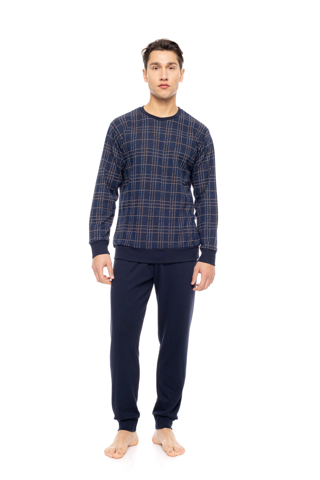 Ulisse - Pyjama Jacquard Sand Blue Plaid