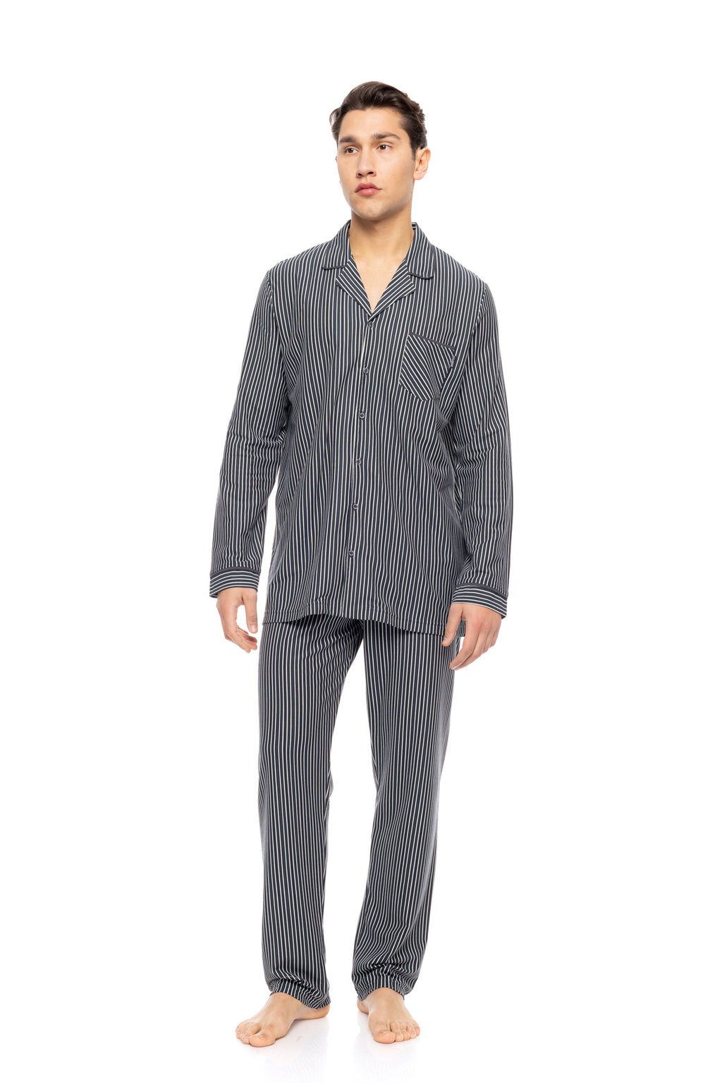 Ulisse - Pyjama Buttoned Stone Grey Stripes