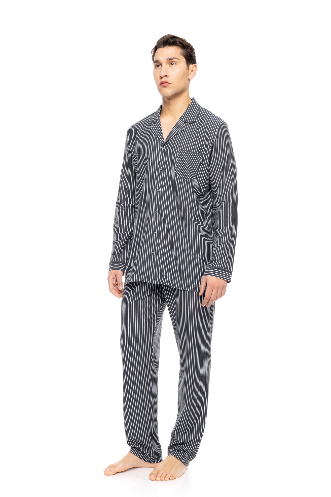 Ulisse - Pyjama Buttoned Stone Grey Stripes