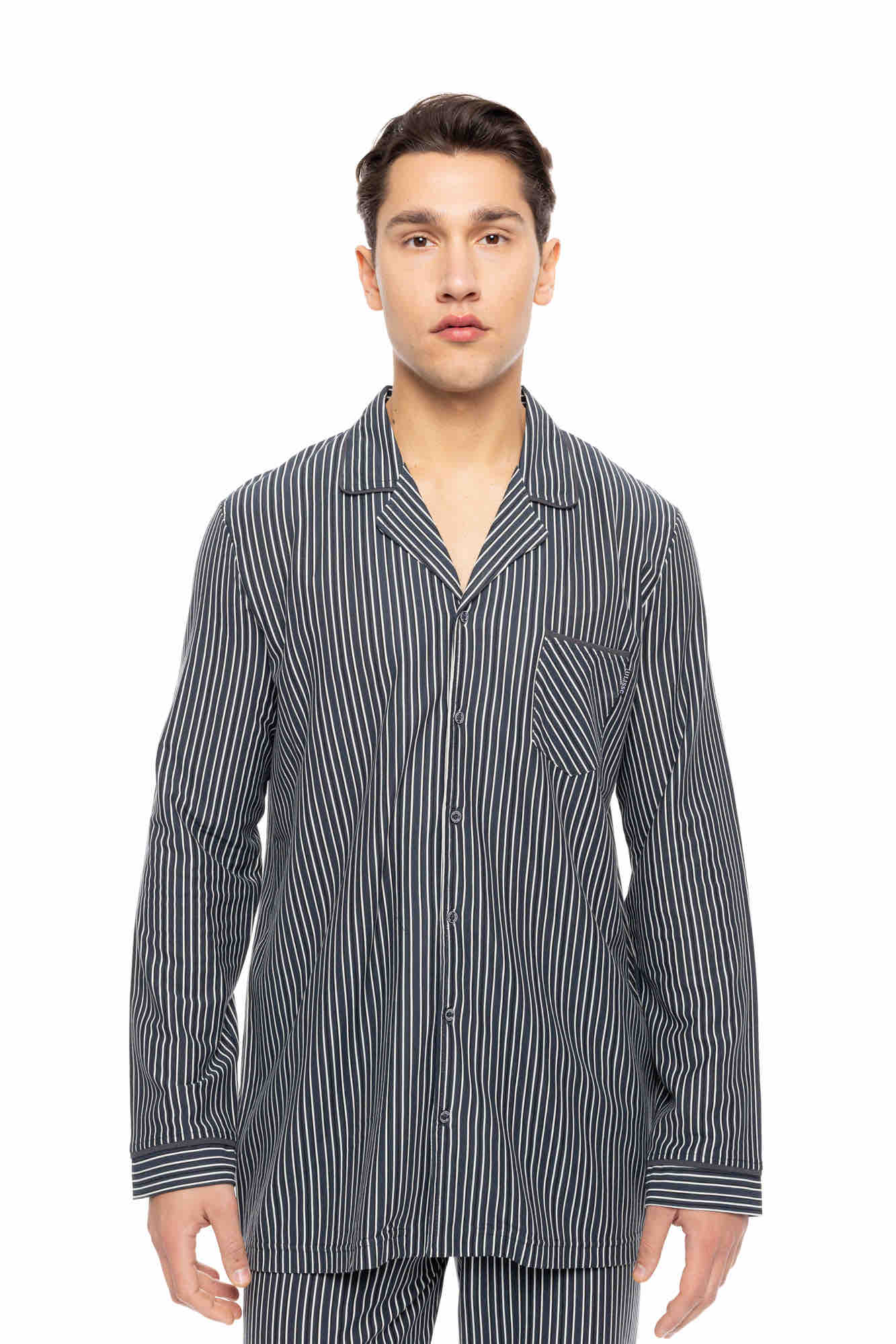 Ulisse - Pyjama Buttoned Stone Grey Stripes