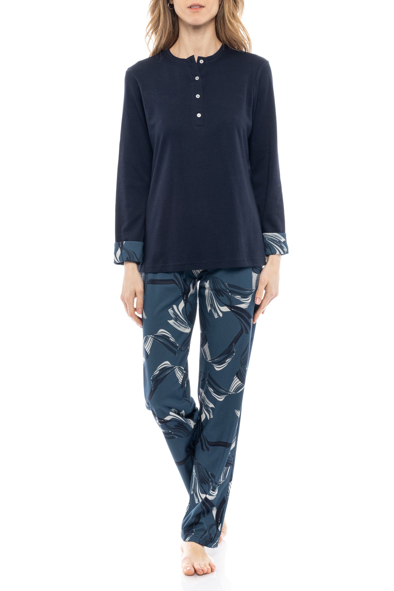 Pink Label - Pyjama Blue Leaf