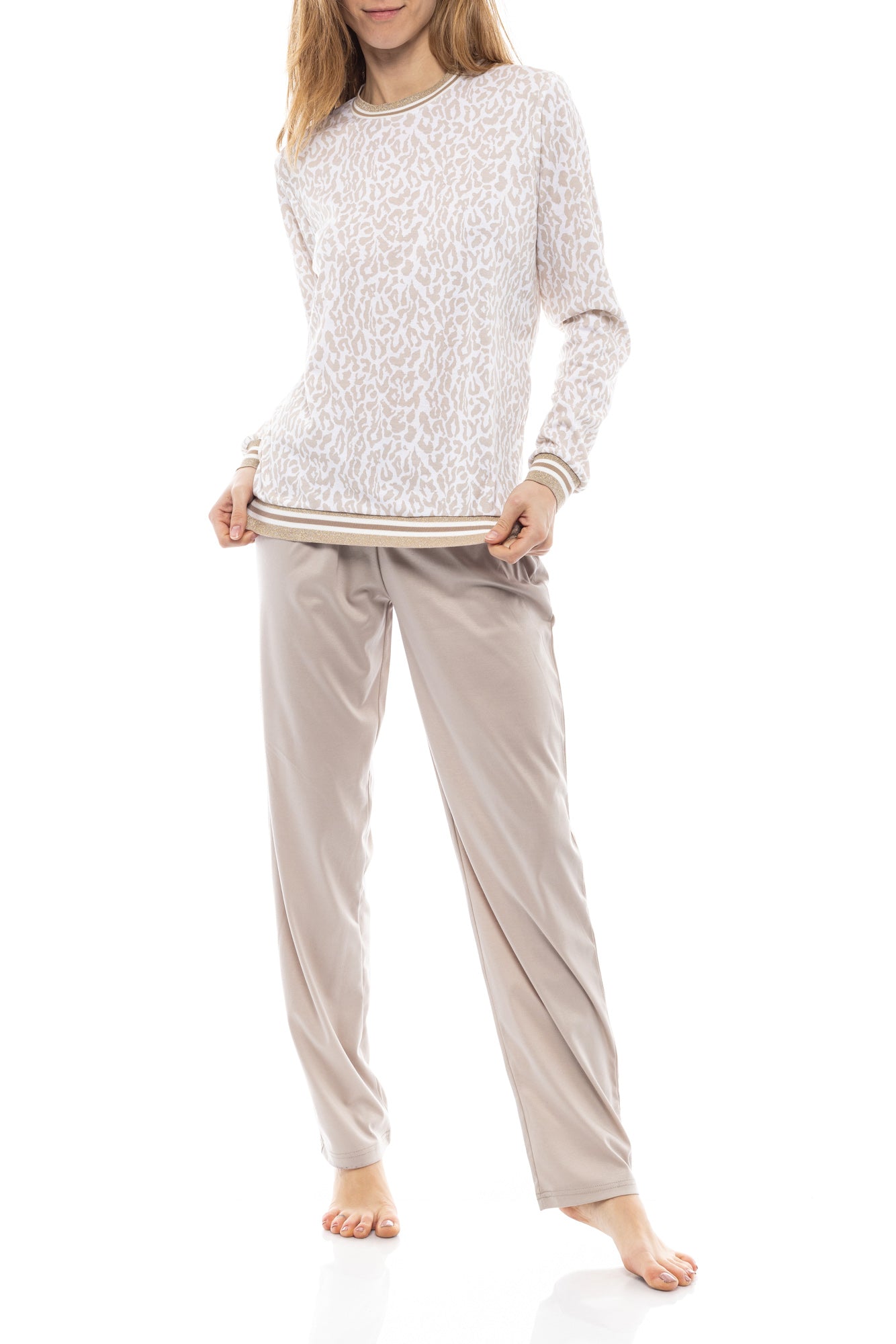 Pink Label - Pyjama Beige White Leo