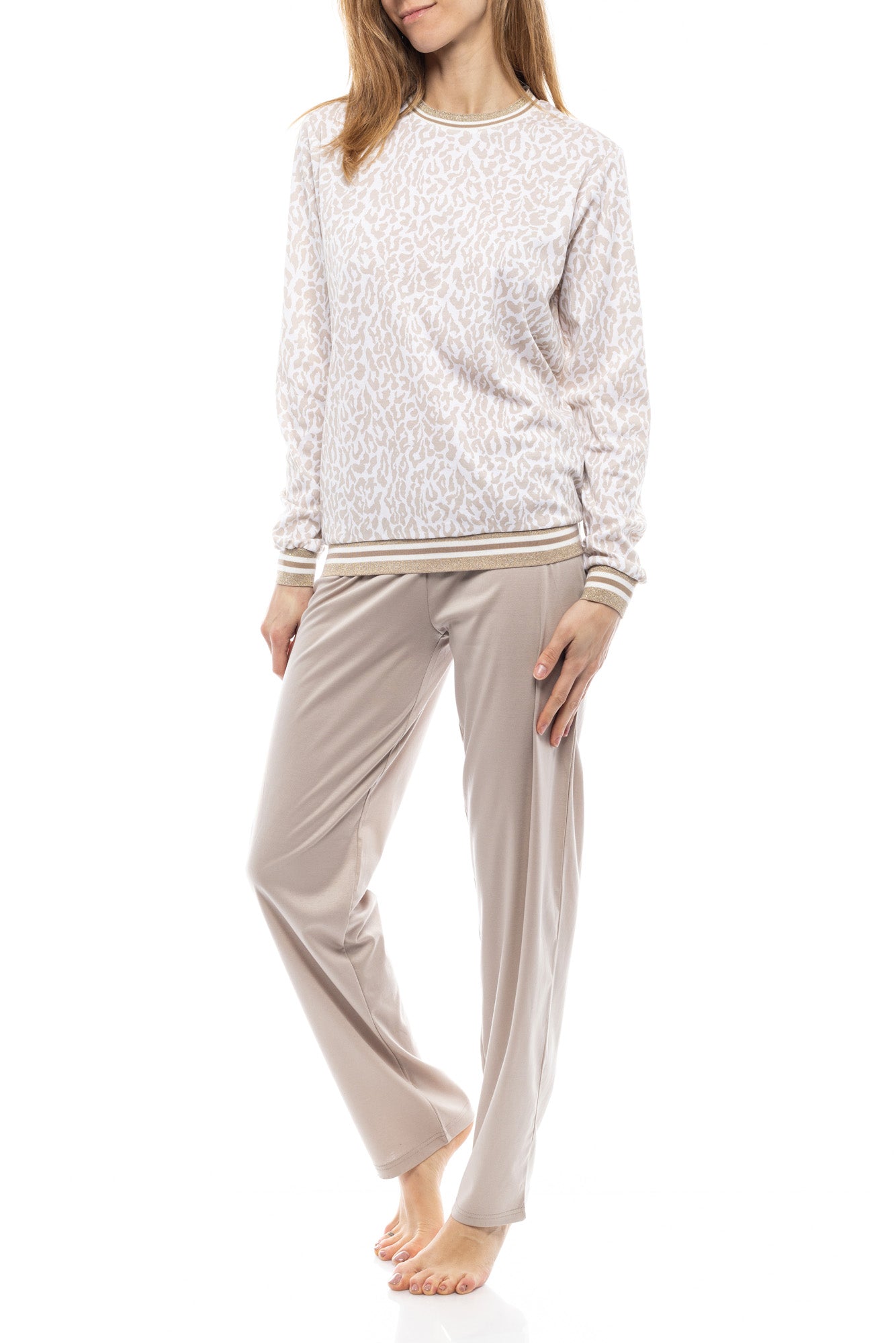 Pink Label - Pyjama Beige White Leo
