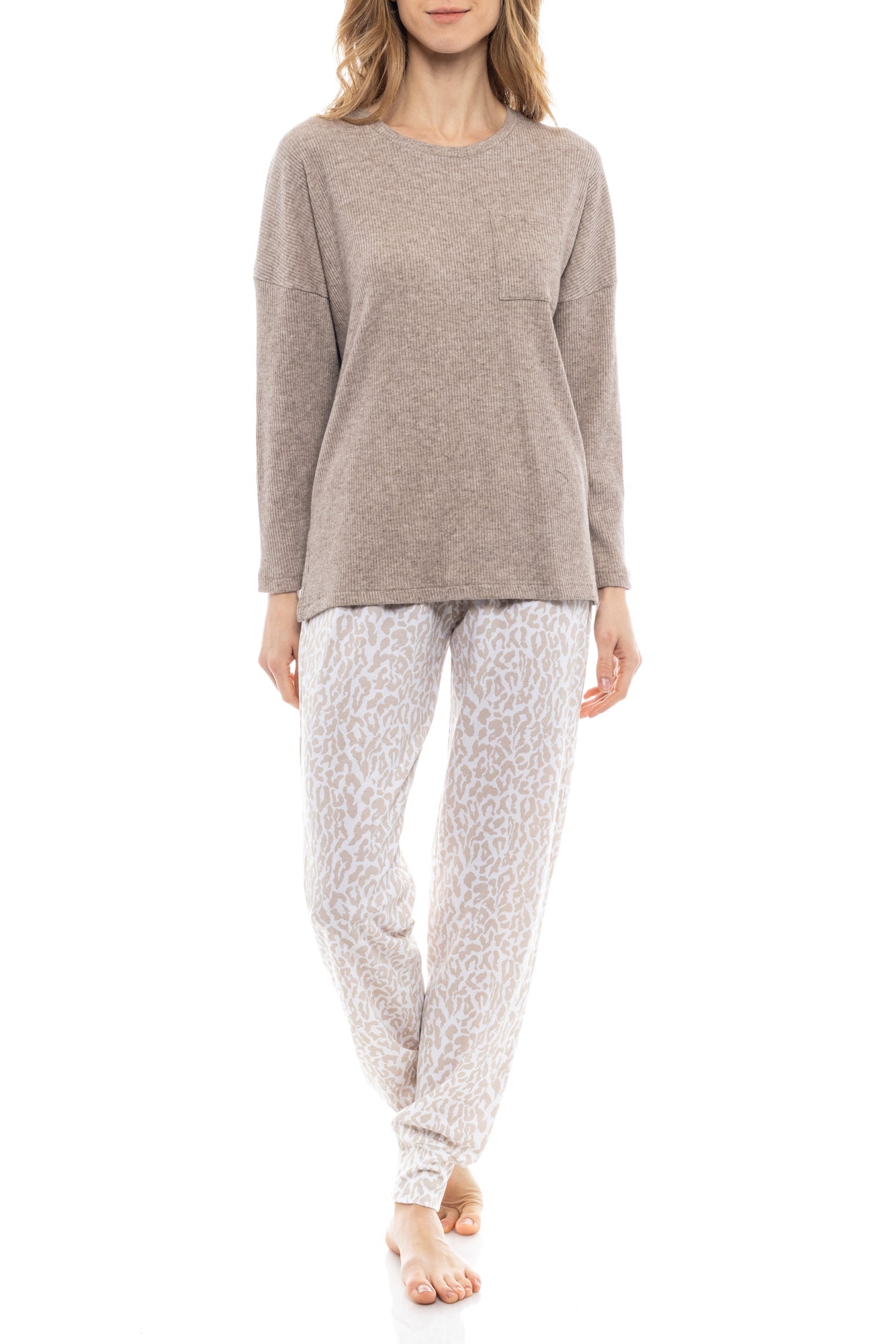 Pink Label - Pyjama Beige White Leo