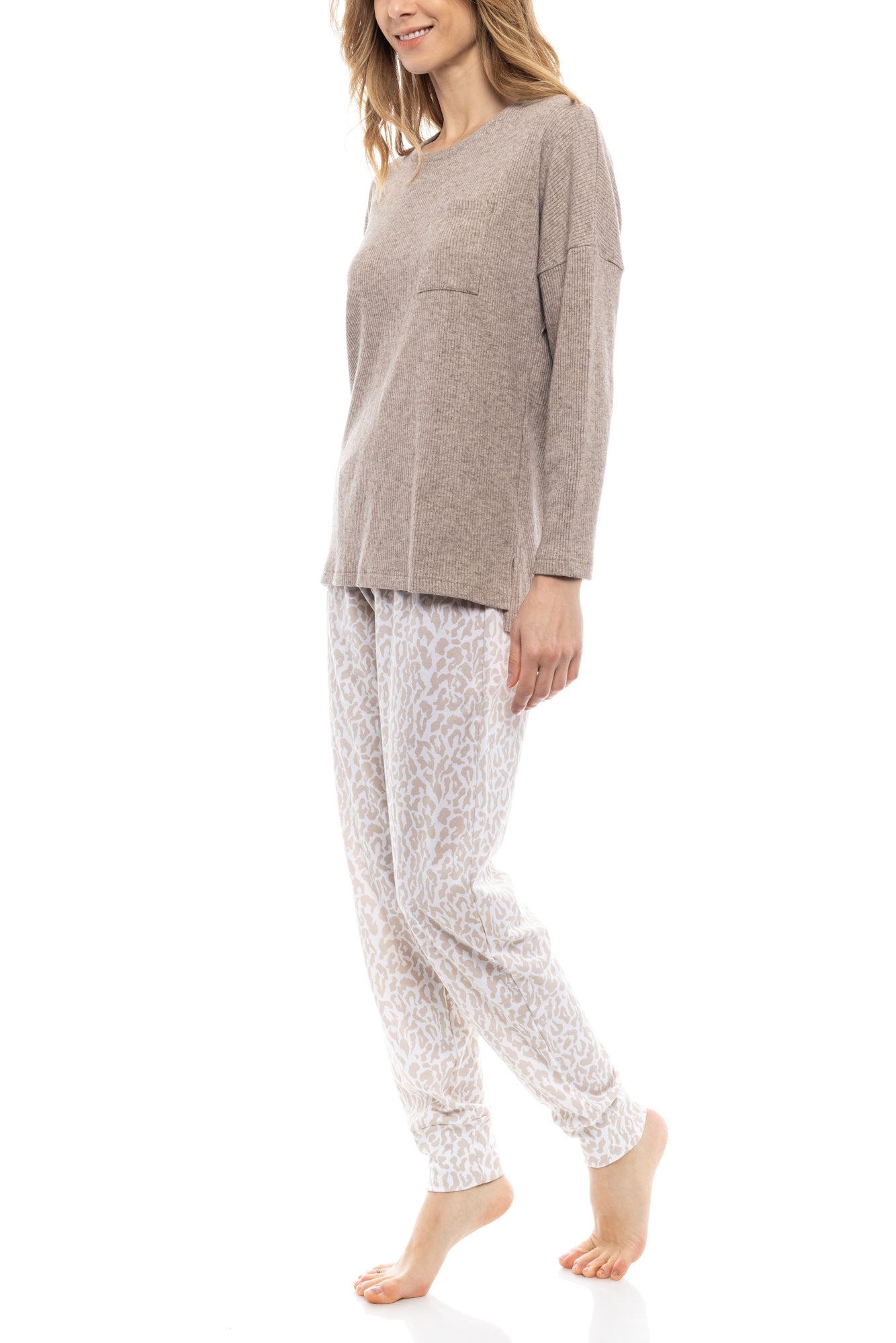 Pink Label - Pyjama Beige White Leo
