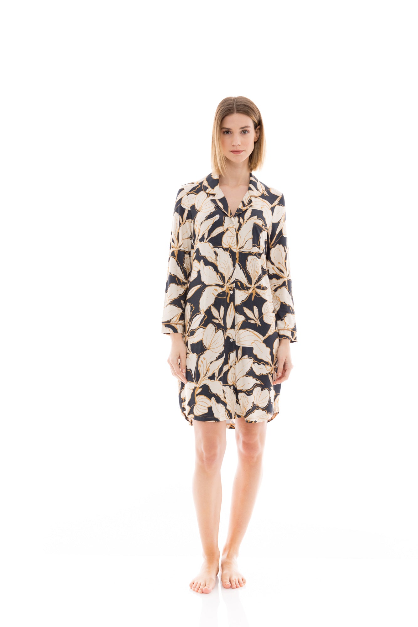 Pink Label - Nightgown Buttoned Gold Leaf