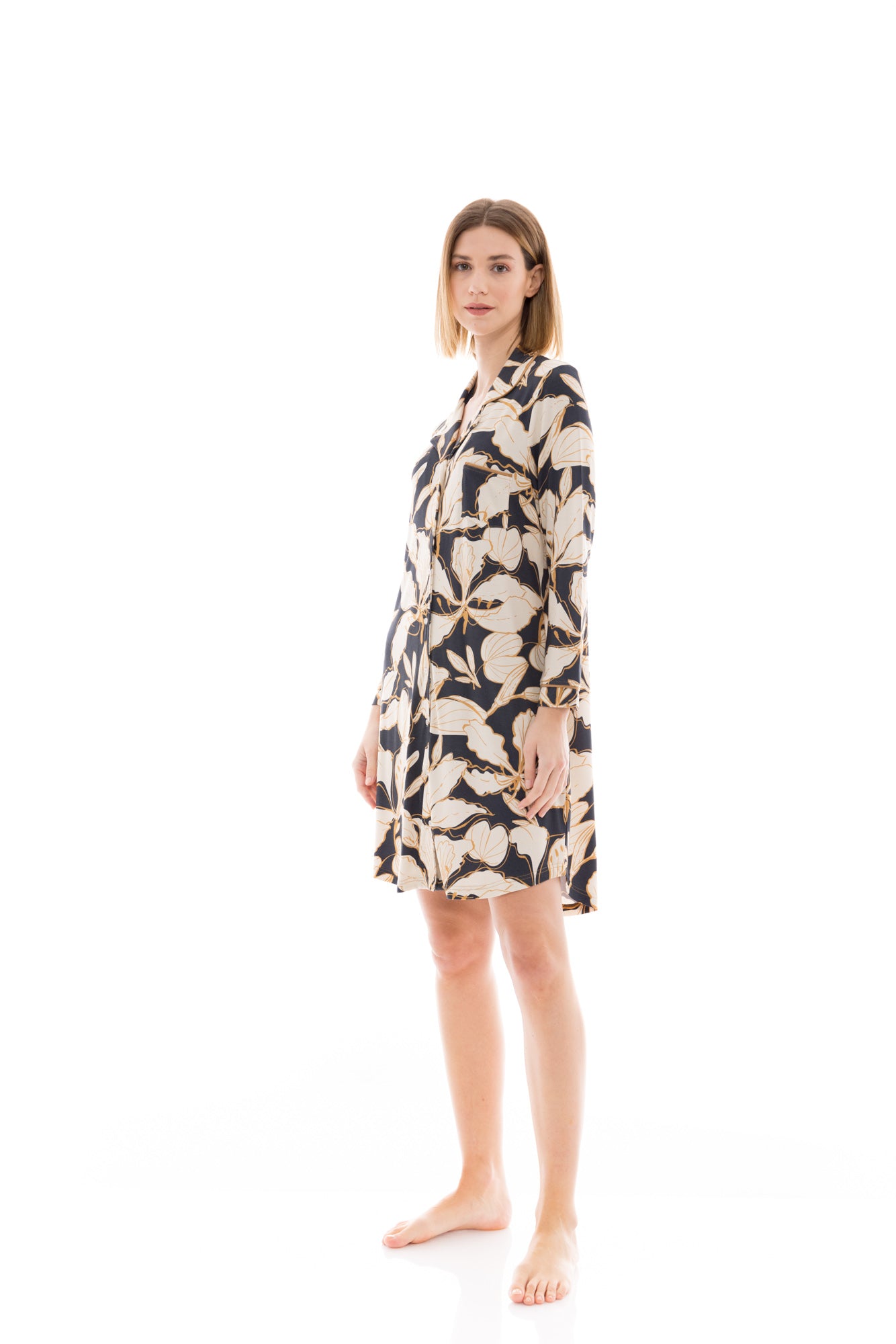 Pink Label - Nightgown Buttoned Gold Leaf