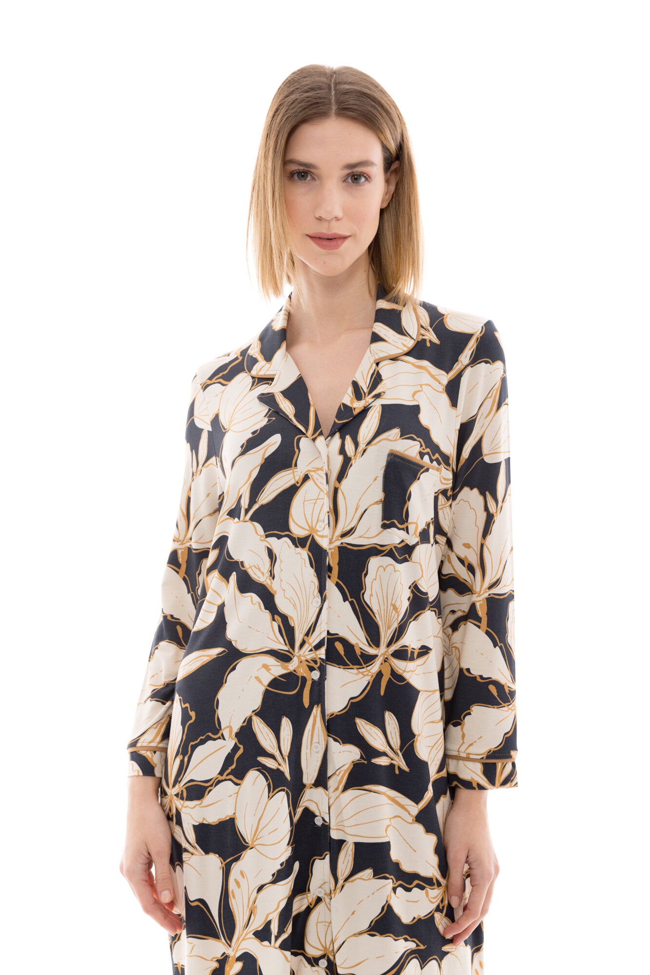 Pink Label - Nightgown Buttoned Gold Leaf