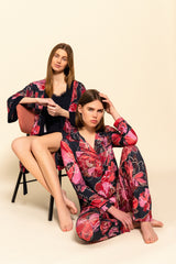 Pink Label - Pyjama Buttoned Magenta Flower