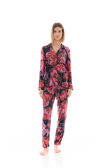 Pink Label - Pyjama Buttoned Magenta Flower