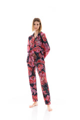 Pink Label - Pyjama Buttoned Magenta Flower