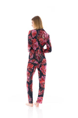 Pink Label - Pyjama Buttoned Magenta Flower