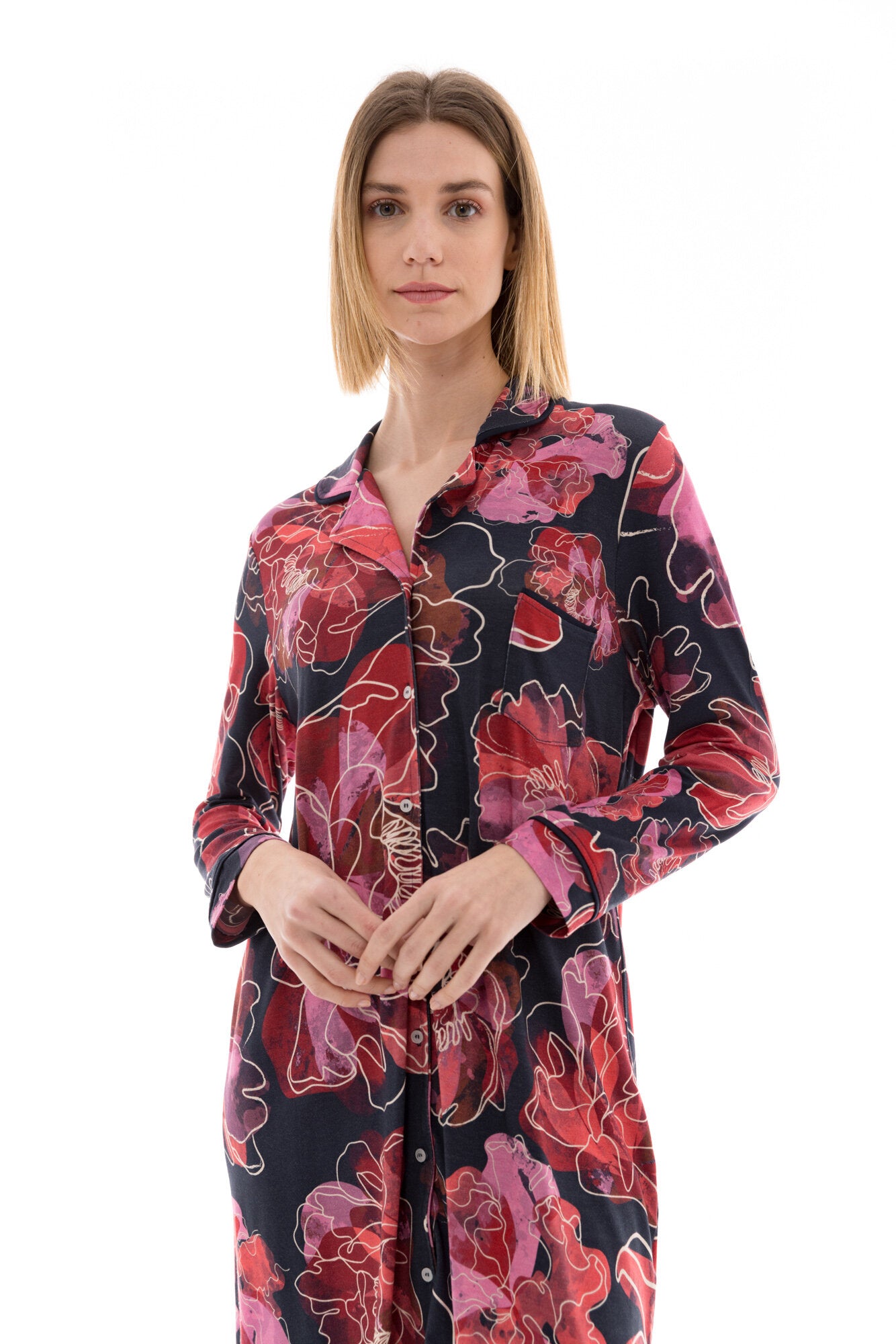 Pink Label - Nightgown Buttoned Magenta Flower