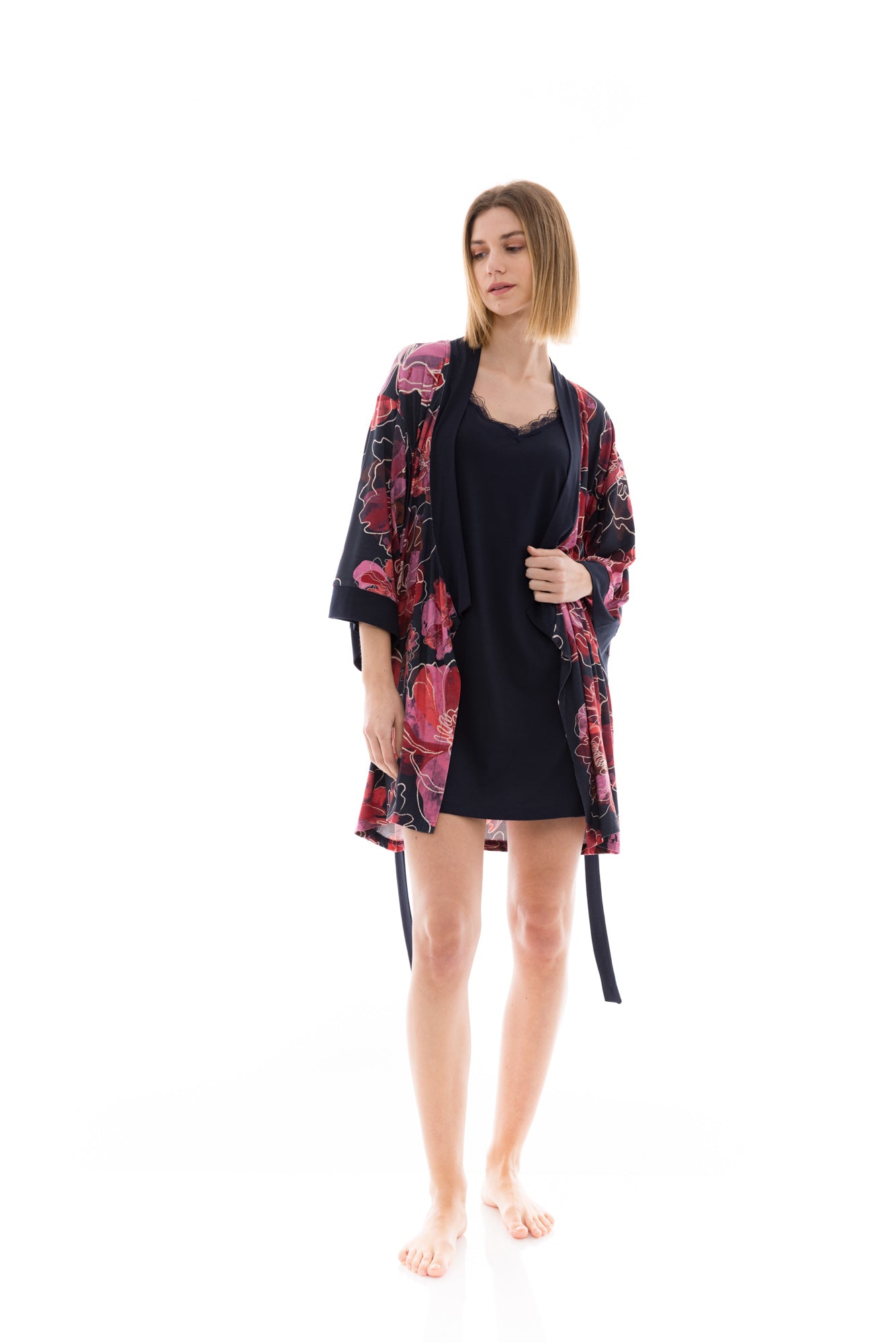 Pink Label - Nightgown Set 2Pcs Magenta Flower