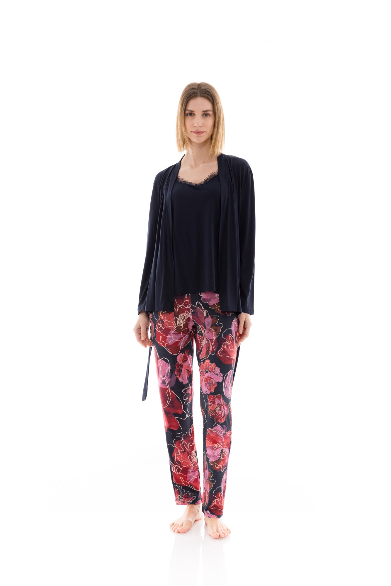 Pink Label - Pyjama 3Pcs Magenta Flower