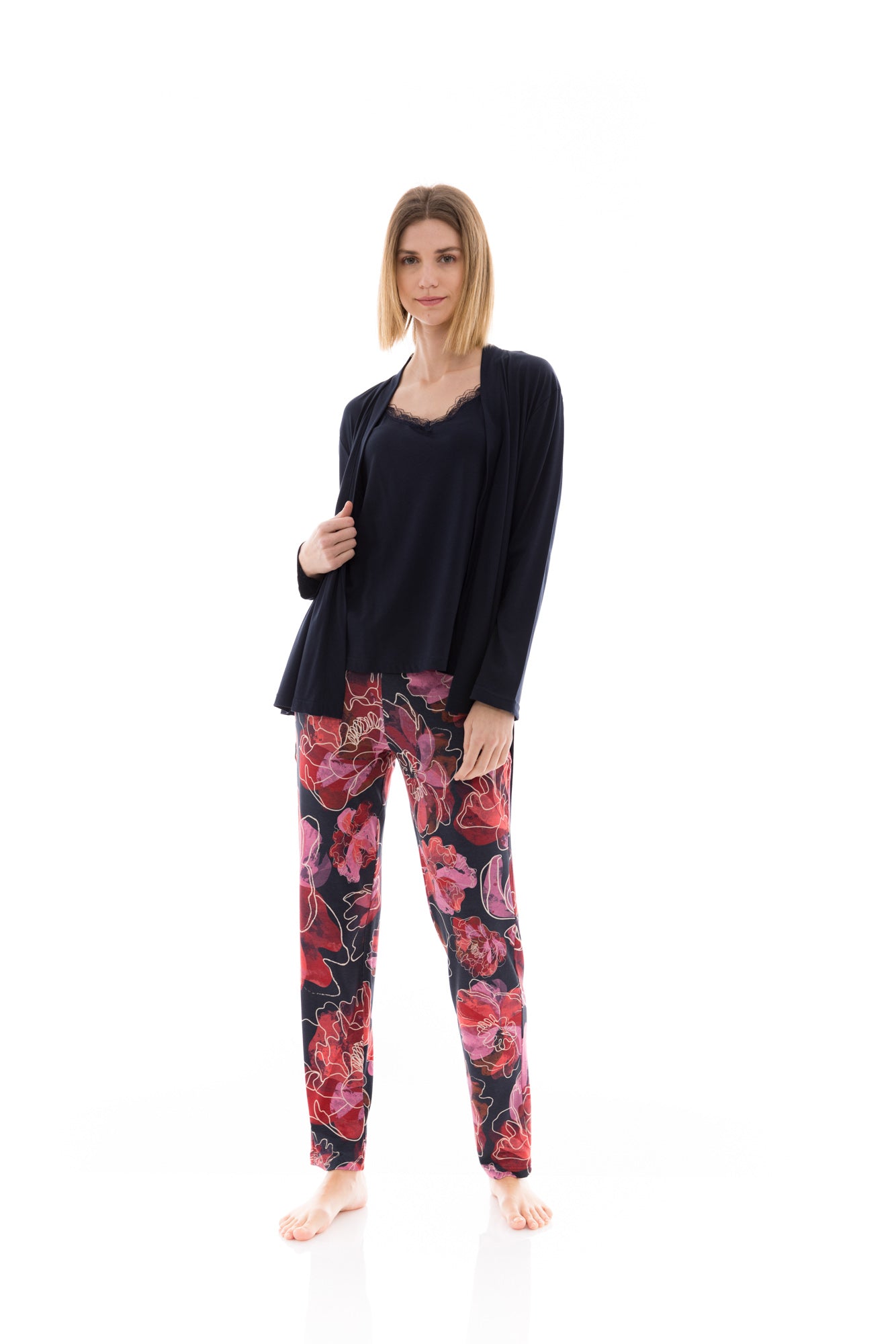 Pink Label - Pyjama 3Pcs Magenta Flower