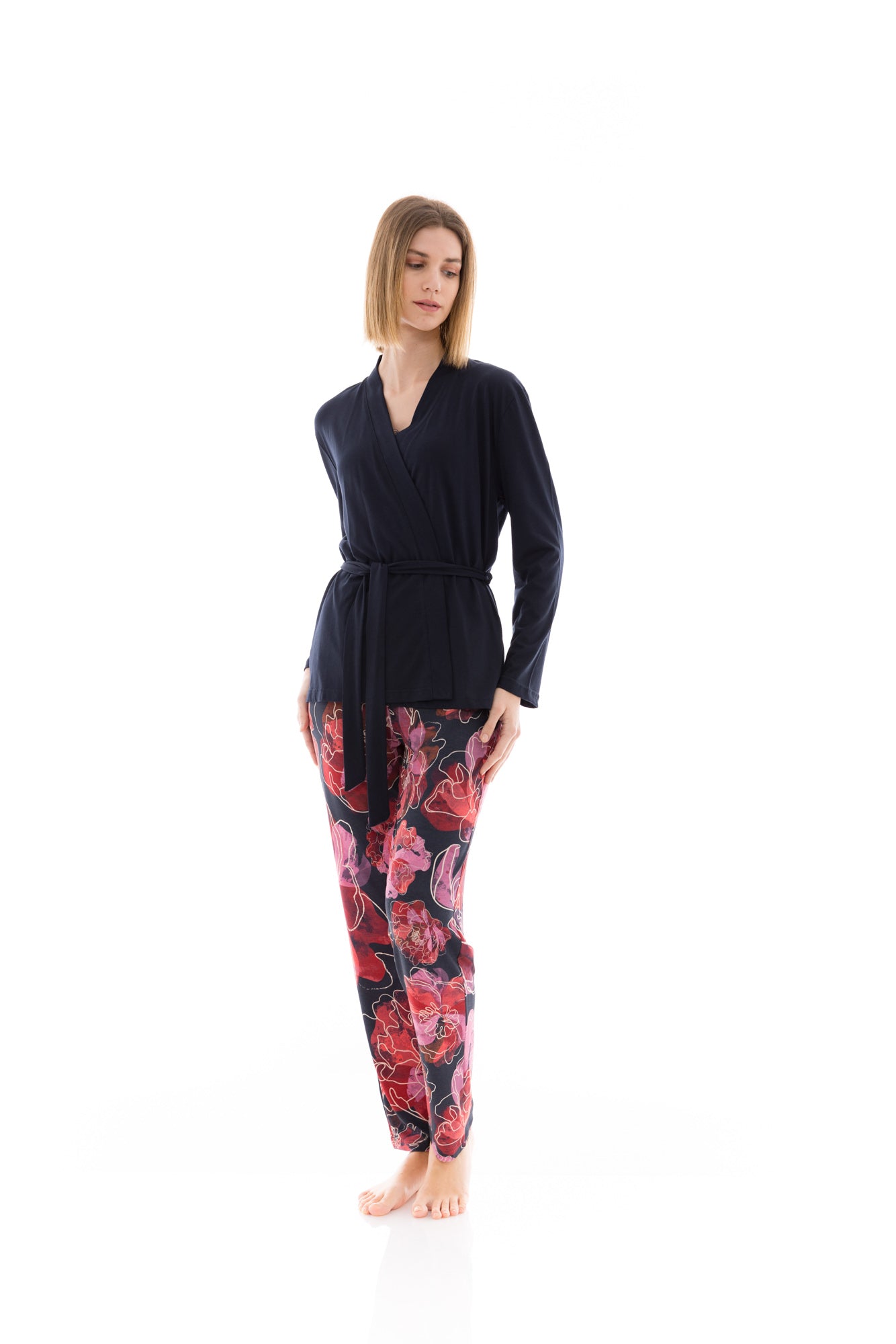 Pink Label - Pyjama 3Pcs Magenta Flower