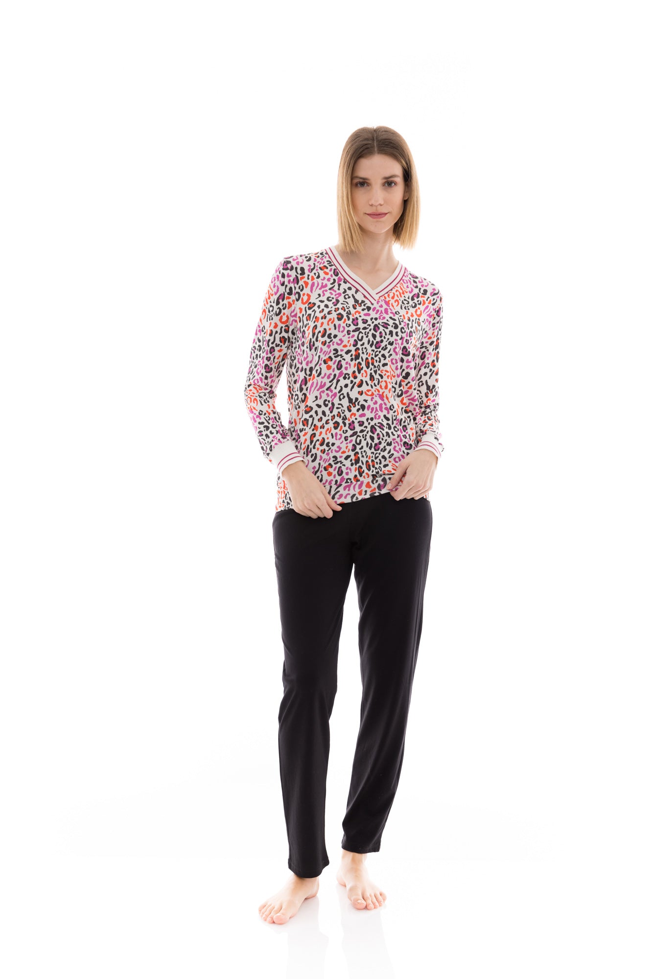 Pink Label - Pyjama V White Leo