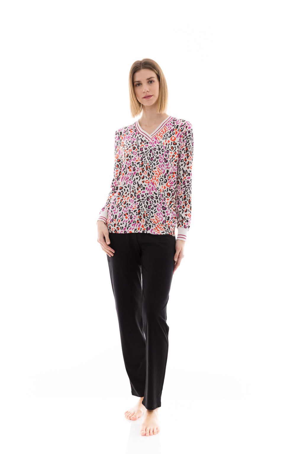 Pink Label - Pyjama V White Leo