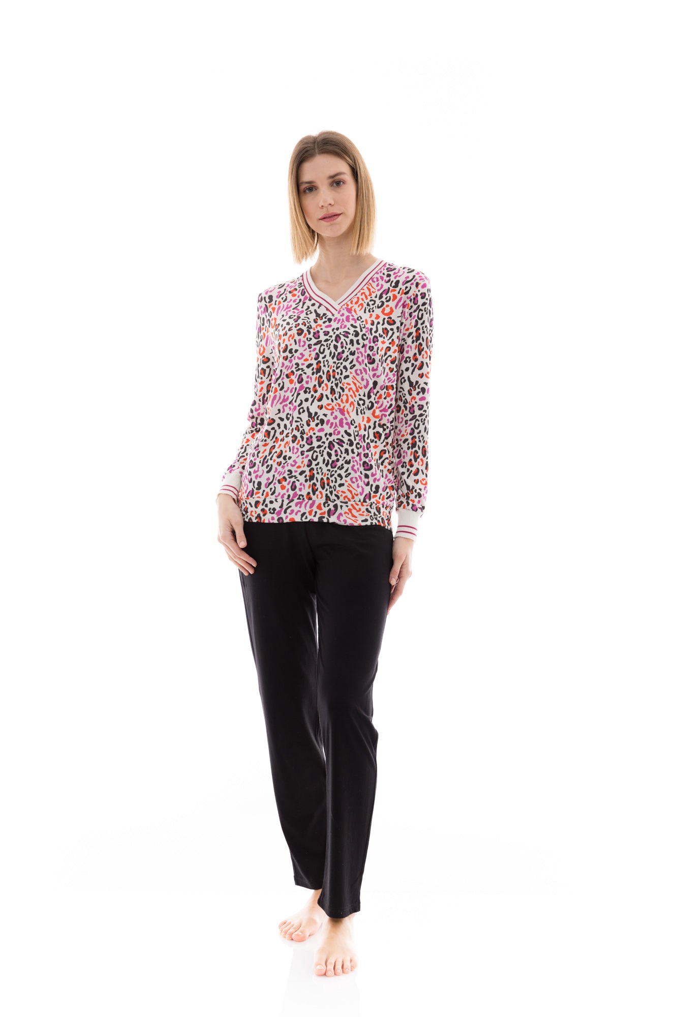 Pink Label - Pyjama V White Leo