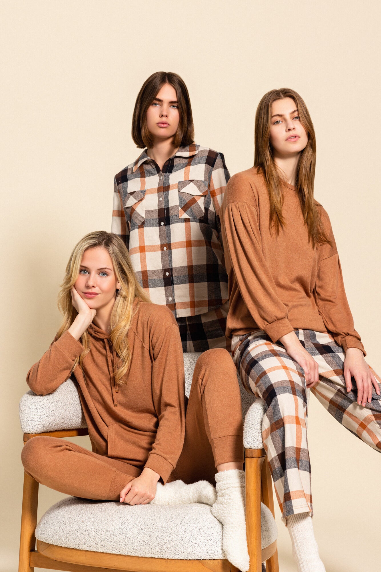 Pink Label - Pyjama Buttoned Autumn Plaid